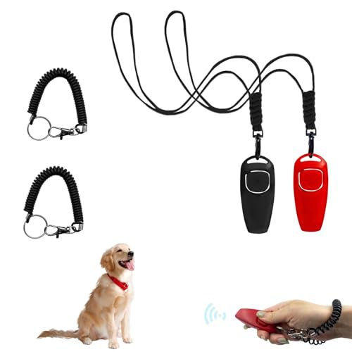 Hundepfeife,Hundepfeife Rütter Rückruf,Pfeife Klicker Hundeklicker Set,Hundepfeife mit Klicker und Lanyard,Für die Hundeausbildung(2 Stück) von VPB