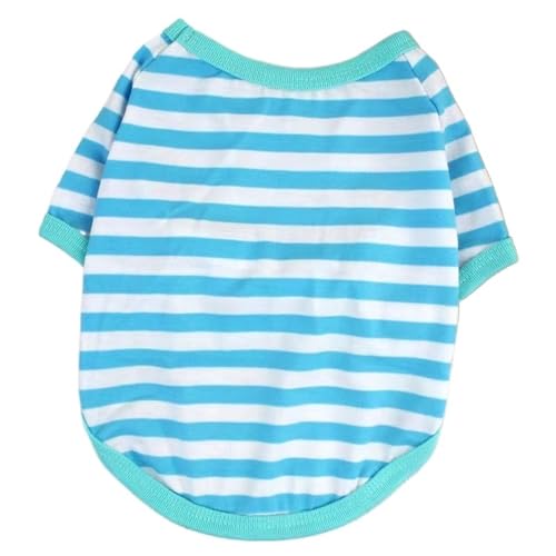 4 stücke Haustier Kleidung Weiche Baumwolle Haustier Pullover Hemd for Katzen Gestreiften Hund Katze Weste Pyjamas(Blue,XXL) von VRKRTVBLB