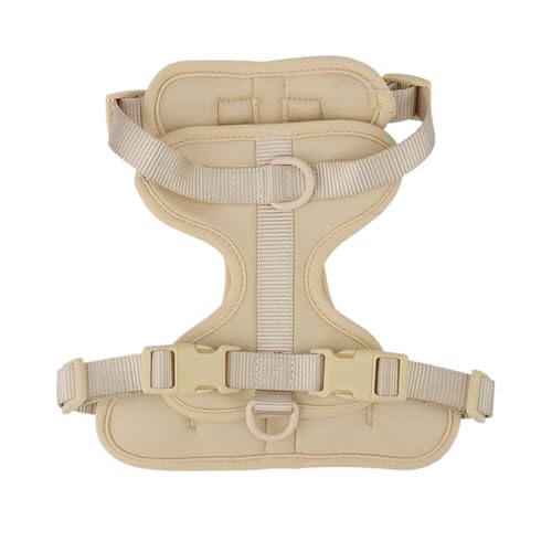 Breathable Lightweight Dog Harness Adjustable Pet Chest Strap Outdoor Walk Training Pet Harenss for Small Medium Dog(Beige,M) von VRKRTVBLB