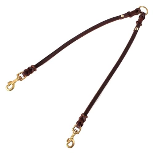 Echtes Leder geflochtene Doppelhundeleine for Zwei Hunde Braun for kleine und große Hunde(1.2 * 50cm) von VRKRTVBLB