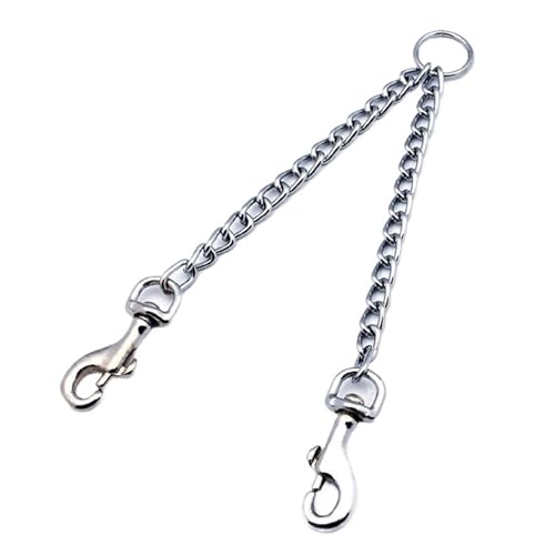 Edelstahl Haustier Leine Doppel Hund Blei 2 Weg for Zwei Haustier Hunde Walking Hund Sicherheit Kette(M 3.5mm x 60cm) von VRKRTVBLB