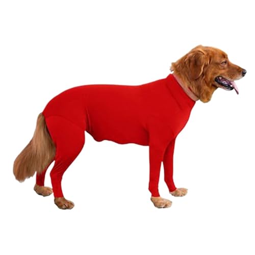 Einteiler for Hunde, verhindert Haarausfall, Erholung nach chirurgischen Eingriffen, mittelgroßer und großer Hundepyjama(Red,S) von VRKRTVBLB
