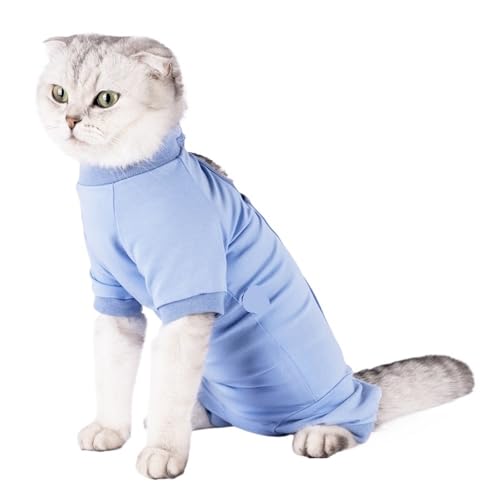 Erholungsanzug for Haustiere nach chirurgischen Eingriffen, atmungsaktive Anti-Leck-Katzenweste, weicher Operationsanzug for Haustiere for kleine Hunde und Katzen, Entwöhnungskleidung(Blue,XS) von VRKRTVBLB