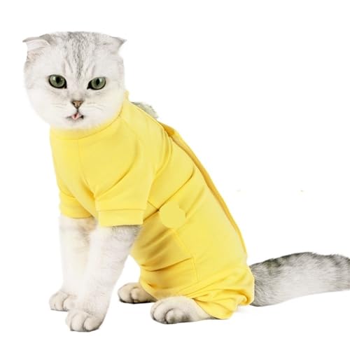 Erholungsanzug for Haustiere nach chirurgischen Eingriffen, atmungsaktive Anti-Leck-Katzenweste, weicher Operationsanzug for Haustiere for kleine Hunde und Katzen, Entwöhnungskleidung(Yellow,S) von VRKRTVBLB