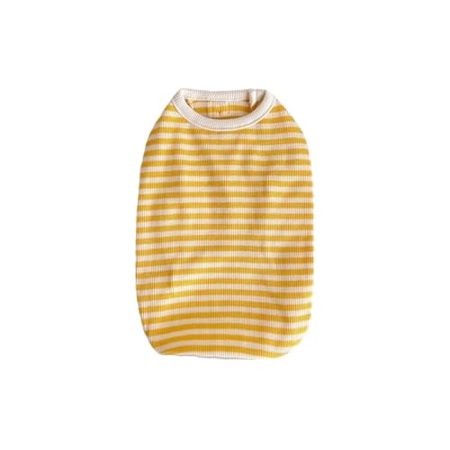 Frühling und Sommer Haustier Hund einfach gestreifte Strickweste Katze dünne atmungsaktive dünne Kleidung(Yellow,L) von VRKRTVBLB