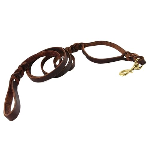 Geflochtene Hundeleine aus Leder mit Zwei Griffen for mittelgroße und große Hunde Geflochtene Hundeleine aus Leder mit Zwei Griffen for mittelgroße und große Hunde von VRKRTVBLB