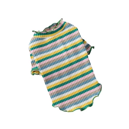 Gestreiftes Haustier-Westenhemd for kleine Katzen. Baumwoll-Welpen-Hundekleidung, geeignet for kleine und mittelgroße Hunde(Green,M) von VRKRTVBLB