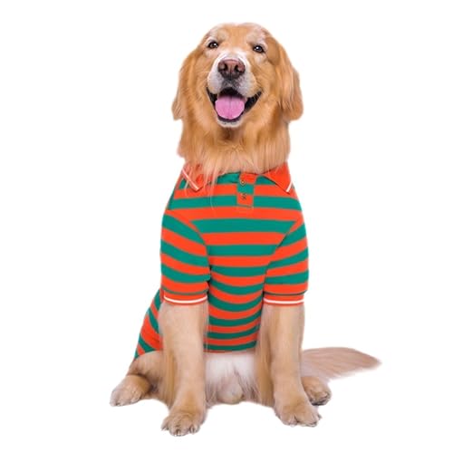 Haustier-Baumwollstreifen-Shirt for atmungsaktives T-Shirt for große Hunde, lässiges Haustier-Hundekleidungsstück(Green,6XL) von VRKRTVBLB