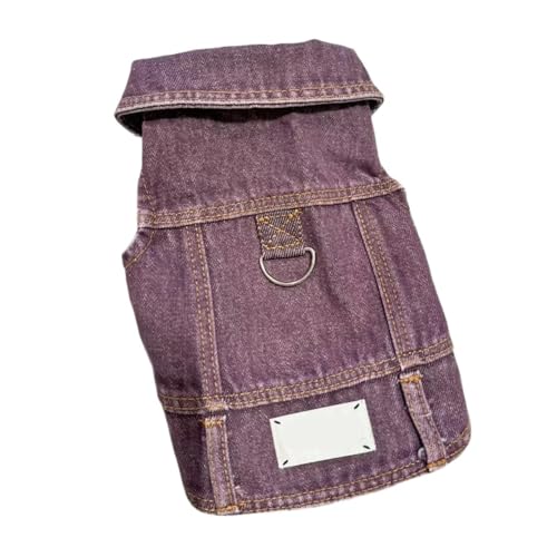 Haustier Denim Weste Hundemantel Welpenkleidung Hunde Weste Hundekostüm(Purple,XL) von VRKRTVBLB
