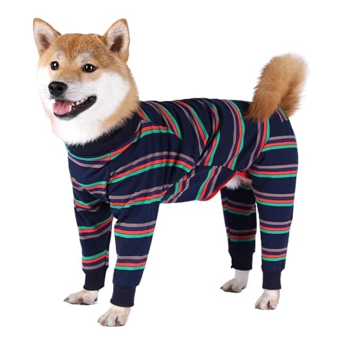 Haustier-Erholungsanzug nach der Operation, Anti-Leck-Wundsterilisation, Angstberuhigungshemd, Hundepyjama(Blue,L) von VRKRTVBLB