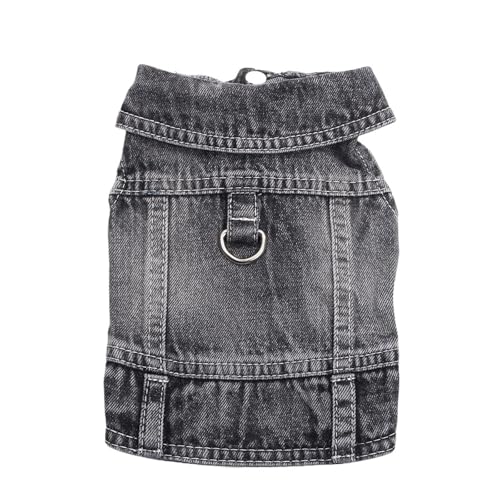 Haustier Hunde Mantel Jacke Abschleppbar Denim Weste Katze Welpen Kleidung Bekleidung for Kleine Bis Mittelgroße Hunde(Black,M) von VRKRTVBLB
