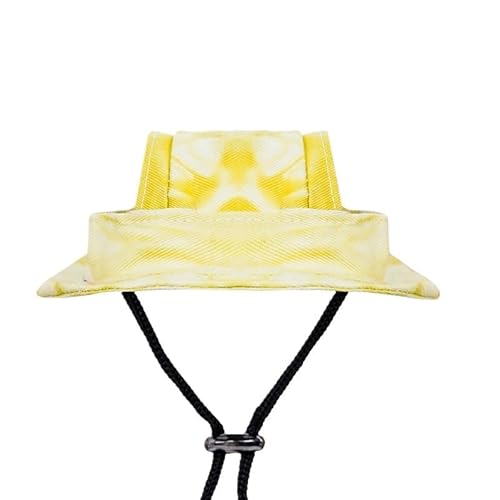 Haustier-Hut mit Ohrlöchern, Verstellbarer Baseball for mittelgroße und kleine Hunde, Sommer-Haustier-Outdoor-Hutzubehör(Yellow,L) von VRKRTVBLB