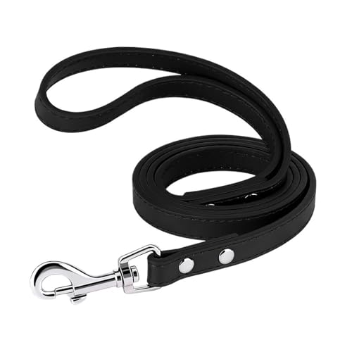 Haustier-Lederleine for Hunde, for Spazierengehen im Freien, geeignet for kleine, mittelgroße und große Hunde(Black,M) von VRKRTVBLB