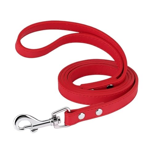 Haustier-Lederleine for Hunde, for Spazierengehen im Freien, geeignet for kleine, mittelgroße und große Hunde(Red 1,M) von VRKRTVBLB
