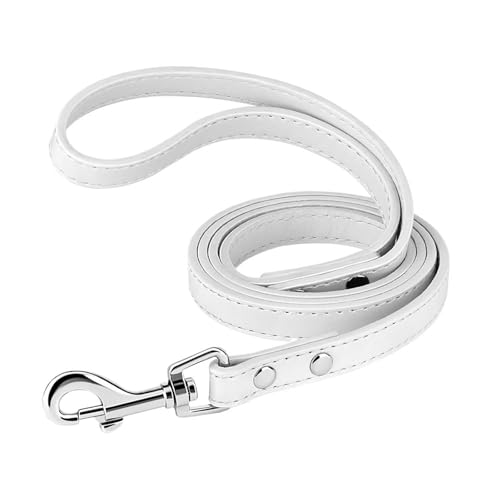 Haustier-Lederleine for Hunde, for Spazierengehen im Freien, geeignet for kleine, mittelgroße und große Hunde(White,M) von VRKRTVBLB