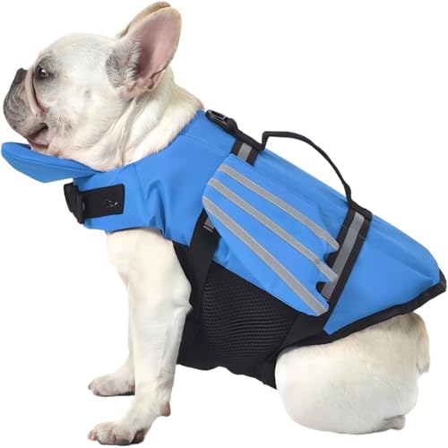 Haustier Schwimmweste Hunde Westen Rettung Schwimmen tragen Sicherheitskleidung Badeanzug Outdoor(Blue,M) von VRKRTVBLB