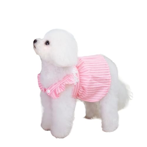 Haustier Sommer gestreiftes Kleid süßer Rock dünn for kleine mittelgroße Hunde Katzen(Pink,L) von VRKRTVBLB