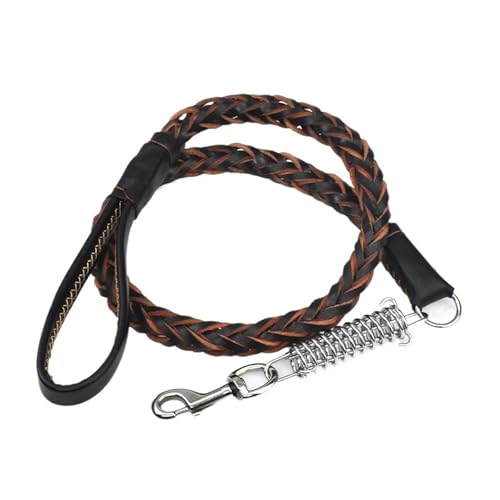 Haustier-Zugseil for große Hunde, Starkes Leder, geflochten, mit Pufferfeder(Black) von VRKRTVBLB