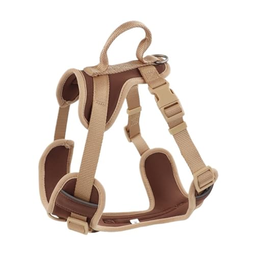 Haustiergeschirr, Spleißen von Farben, kein Ziehen, Hundegeschirr for große und kleine Hunde, Verstellbarer Brustgurt(Khaki,XL) von VRKRTVBLB