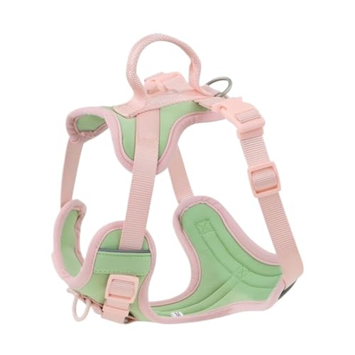 Haustiergeschirr, Spleißen von Farben, kein Ziehen, Hundegeschirr for große und kleine Hunde, Verstellbarer Brustgurt(Pink,S) von VRKRTVBLB