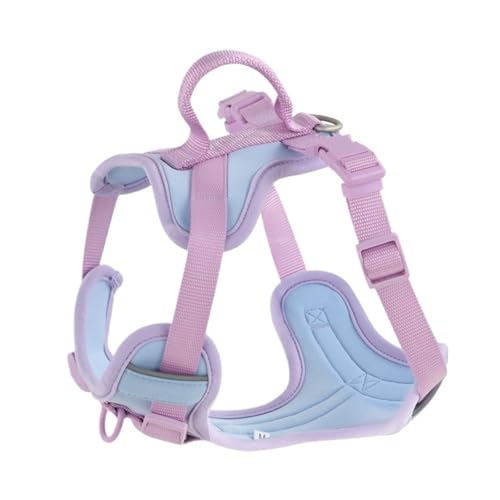 Haustiergeschirr, Spleißen von Farben, kein Ziehen, Hundegeschirr for große und kleine Hunde, Verstellbarer Brustgurt(Purple,XL) von VRKRTVBLB