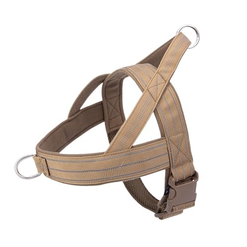 Haustiergeschirr, reflektierend, kein Ziehen, verstellbares Hundegeschirr aus Nylon for mittelgroße und große Hunde, Trainingsgürtel for Spazierengehen(Brown,L) von VRKRTVBLB