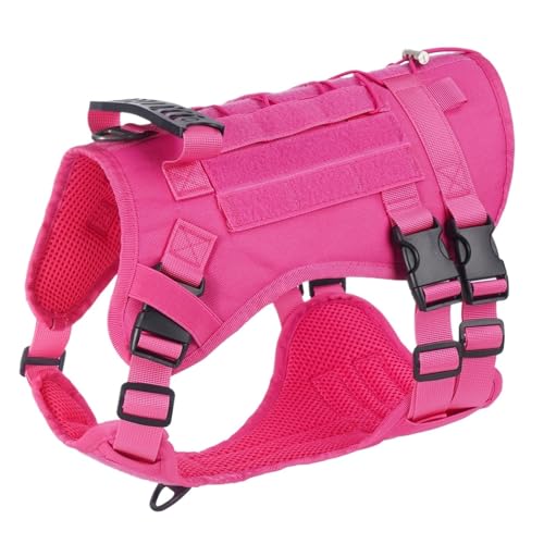Haustiergeschirr, verstellbares Hundegeschirr, geeignet for kleine, mittelgroße und große Hunde und Katzen(Pink,L) von VRKRTVBLB
