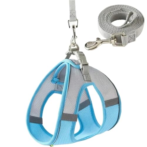 Haustiergeschirr-Leine-Set, verstellbar, for kleine Hunde, Welpen, Katzen, Geschirr, Weste(Blue,XL) von VRKRTVBLB