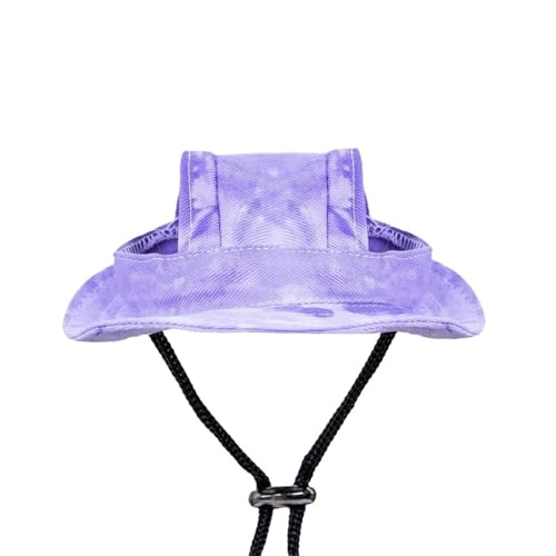 Haustierhüte Cowboyhut mit Ohrlöchern Kleine Kopfbedeckung for Haustiere, Katzen und Hunde(Purple,M) von VRKRTVBLB