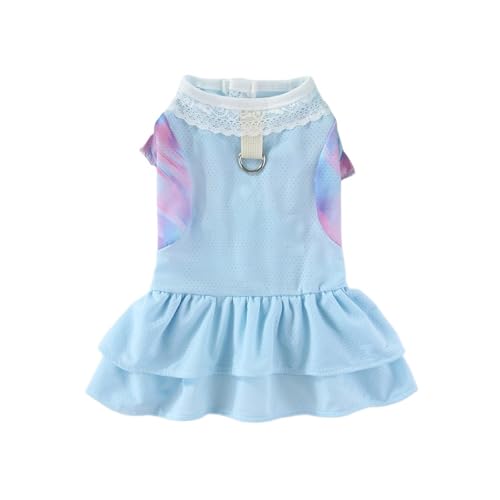 Haustierkleid, Sommer, Eisseide, atmungsaktiv, schnell trocknend, Netzstoff, for kleine und mittelgroße Hunde und Katzen(Blue,L) von VRKRTVBLB