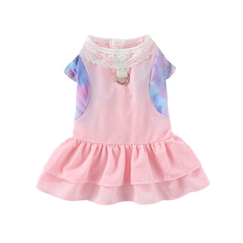Haustierkleid, Sommer, Eisseide, atmungsaktiv, schnell trocknend, Netzstoff, for kleine und mittelgroße Hunde und Katzen(Pink,XL) von VRKRTVBLB