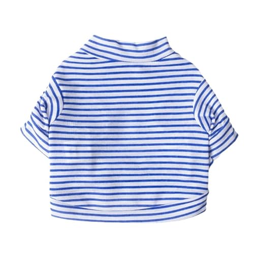Haustierkleidung Weiche Baumwolle Haustier Pullover Shirt for Katzen 4 Farben Gestreiften Kätzchen Weste Pyjamas(Blue,M) von VRKRTVBLB