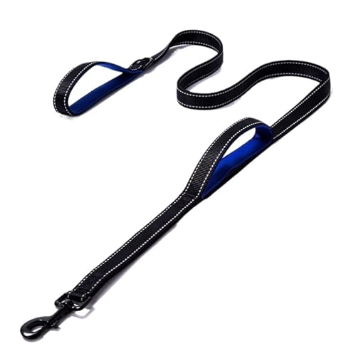 Haustierleine, dehnbar, 2,5 x 150 cm, 2,5 x 180 cm, Nylon, reflektierend, geeignet for kleine, mittelgroße und große Hunde(Black Blue,2.5 * 180cm) von VRKRTVBLB
