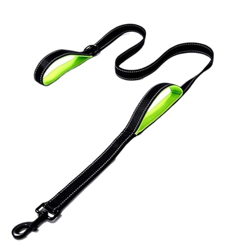 Haustierleine, dehnbares Nylon, reflektierend, geeignet for kleine, mittelgroße und große Hunde(Black-Green,2.5 * 150cm) von VRKRTVBLB