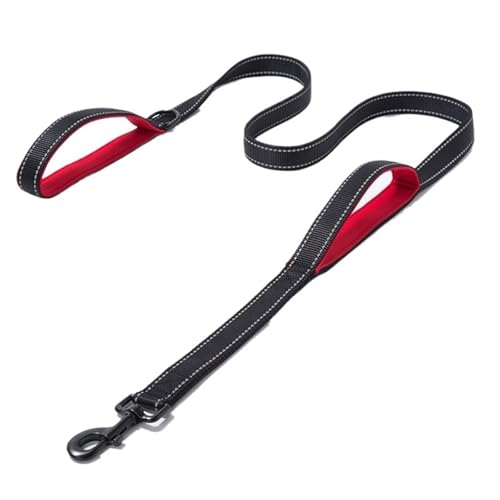 Haustierleine, dehnbares Nylon, reflektierend, geeignet for kleine, mittelgroße und große Hunde(Black-red,2.5 * 180cm) von VRKRTVBLB