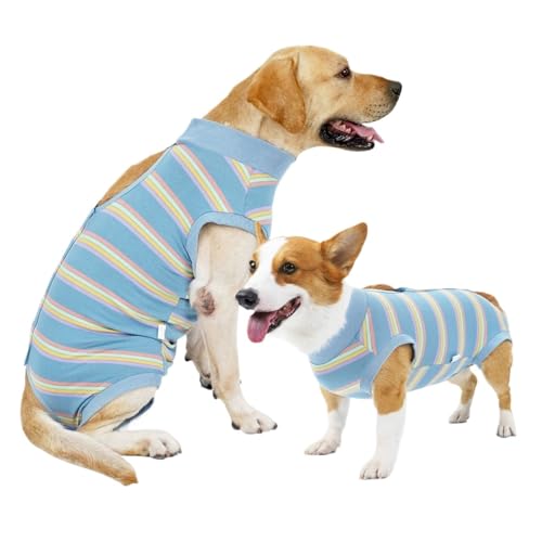 Haustierweste, Anti-Lecken-Chirurgie-Erholungskleidung, atmungsaktiver Pflegeoverall for kleine und mittelgroße Hunde und Katzen(Blue,XXL) von VRKRTVBLB