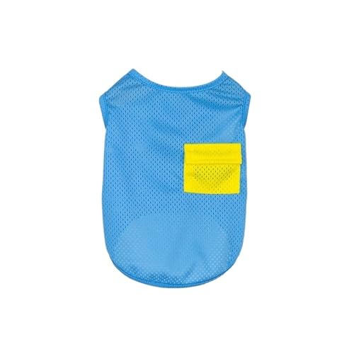 Haustierweste Kostüm Sommer Kühlhemd T-Shirt Atmungsaktiv for kleine mittelgroße Hunde und Katzen(Blue,M) von VRKRTVBLB