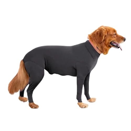 Hunde-Onesie nach Operationen, Genesungsanzug for Haustiere nach chirurgischen Eingriffen, Anti-Haarausfall-Anzug for Hündinnen und Rüden, langärmeliger Klammer-Pyjama(Black,M) von VRKRTVBLB