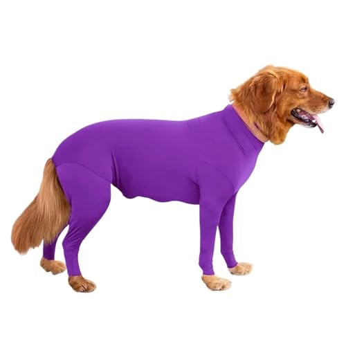 Hunde-Onesie nach Operationen, Genesungsanzug for Haustiere nach chirurgischen Eingriffen, Anti-Haarausfall-Anzug for Hündinnen und Rüden, langärmeliger Klammer-Pyjama(Purple,S) von VRKRTVBLB
