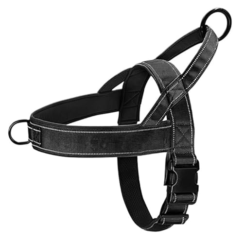 Hundebrustgeschirr Nylonmaterial S-XL for mittlere und große Hunde Brustgeschirr(Black,XL) von VRKRTVBLB