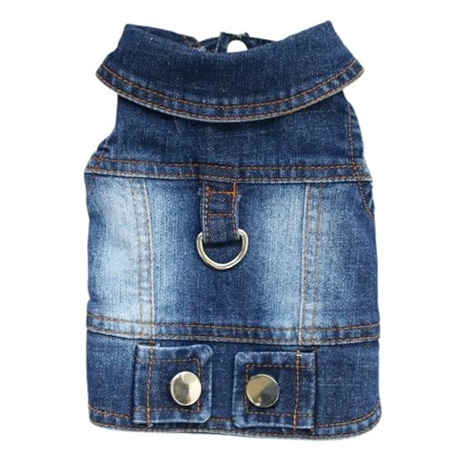 Hundejeansjacke Blau for Kleine Mittelgroße Mädchen Jungen Hunde Welpenkleidung Komfortgeschirr Weste for Leine(Blue2,XXL) von VRKRTVBLB