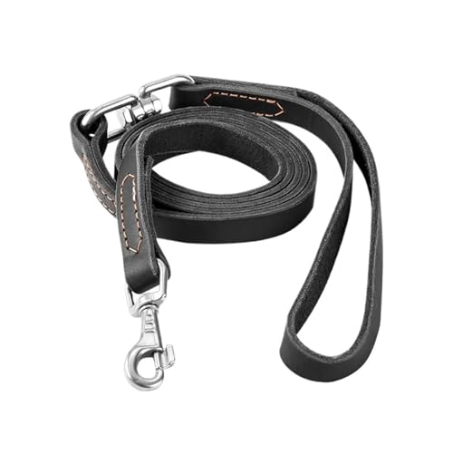 Hundeleine Aus Echtem Leder, Seil, for Das Training Von Haustieren, for Spazierengehen, for Mittelgroße Und Große Hunde, Schnelle Kontrolle Mit 2 Griffen(Black,2 * 210cm) von VRKRTVBLB