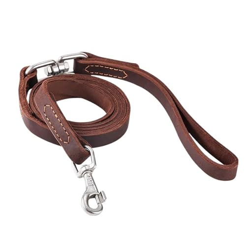 Hundeleine Aus Echtem Leder, Seil, for Das Training Von Haustieren, for Spazierengehen, for Mittelgroße Und Große Hunde, Schnelle Kontrolle Mit 2 Griffen(Brown,1.5 * 230cm) von VRKRTVBLB