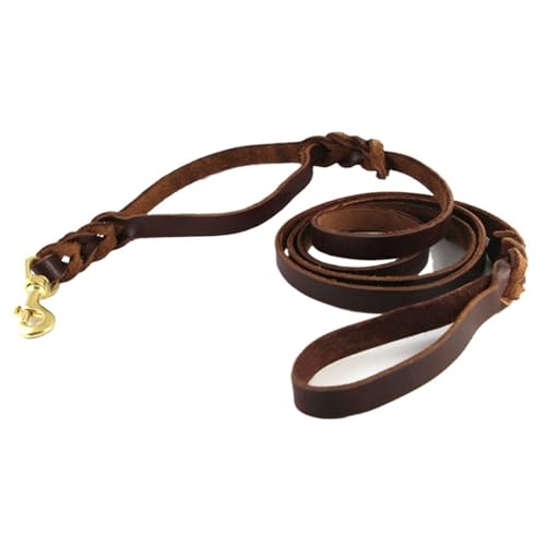 Hundeleine aus Leder, geflochtene Hundetrainingsleine, Doppelgriff for Trainieren und Spazierengehen, Leinen for Hunde Hundeleine aus Leder, geflochtene Hundetrainingsleine, Doppelgriff for Trainieren und Spazierengehen, Leinen for Hunde von VRKRTVBLB