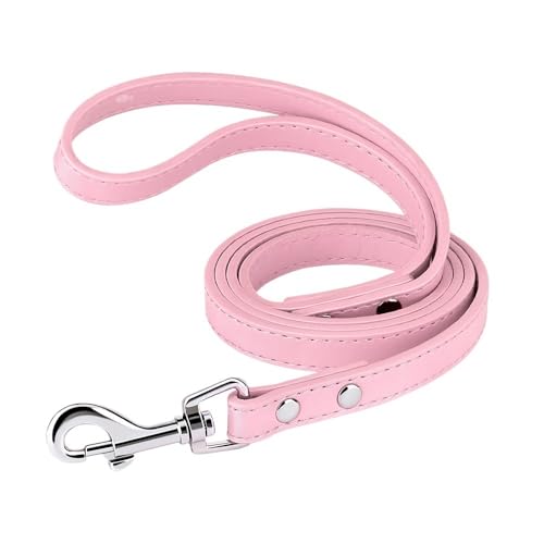 Hundeleine aus Leder, weich, SM, Hundeleine aus Leder, for Spaziergänge mit Haustieren, Trainingsleinen, langlebig, for kleine und mittelgroße Hunde(Pink,M) von VRKRTVBLB