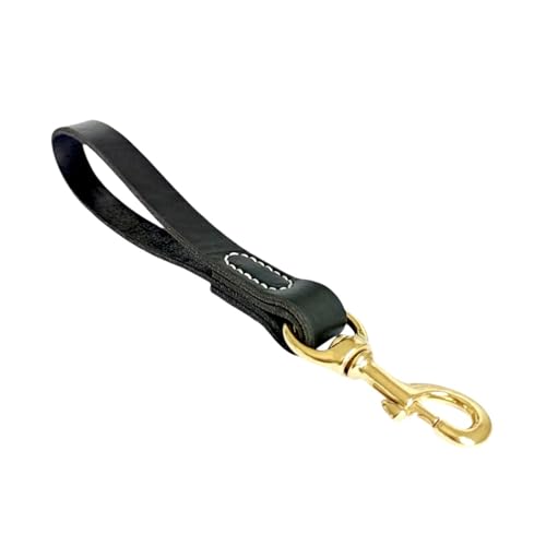 Hundeleine aus echtem Leder, 30/55 cm, kurz, aus echtem Leder, for das Training und Spazierengehen mittelgroßer und großer Hunde(Black2,1.6 * 30cm) von VRKRTVBLB