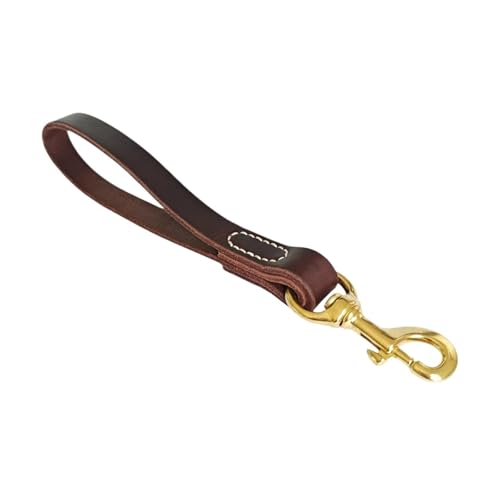 Hundeleine aus echtem Leder, 30/55 cm, kurz, aus echtem Leder, for das Training und Spazierengehen mittelgroßer und großer Hunde(Brown2,1.6 * 30cm) von VRKRTVBLB