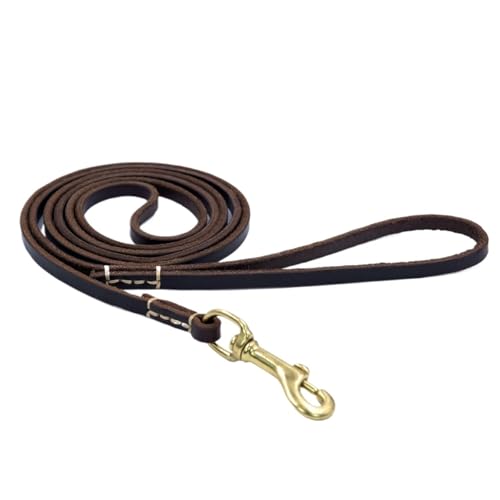 Hundeleine aus echtem Leder, handgefertigt, langlebig, tragbar, leicht, weich, echt, for kleine und mittelgroße Hunde(Brown,0.8 * 155cm) von VRKRTVBLB