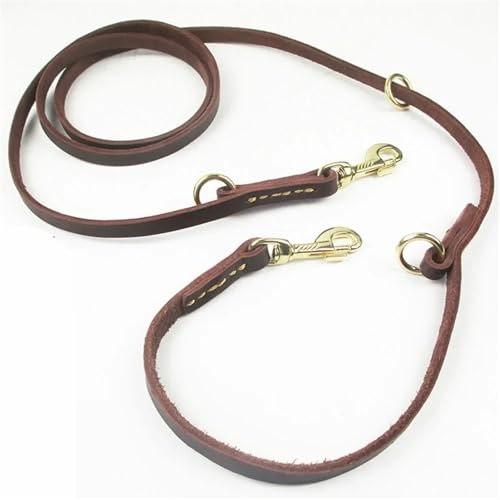 Hundeleine aus echtem Leder, multifunktionales Anbindekabel for kleine, mittelgroße und große Hunde(Brown,1.0 * 240cm) von VRKRTVBLB