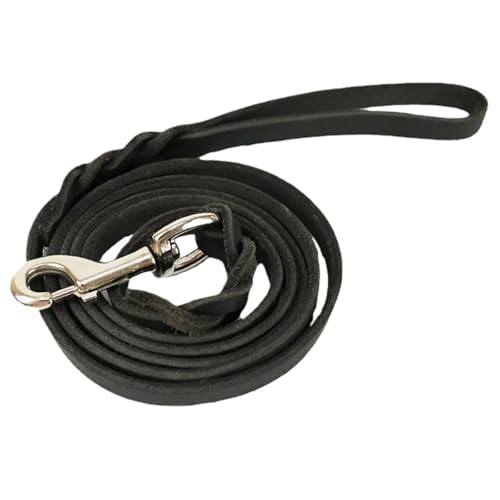 Hundeleinen aus echtem Leder, Lange geflochtene Hundeleinen for Spaziergänge und Trainingsläufe in Braun und Schwarz for mittelgroße und große Haustiere(Black,260cm) von VRKRTVBLB